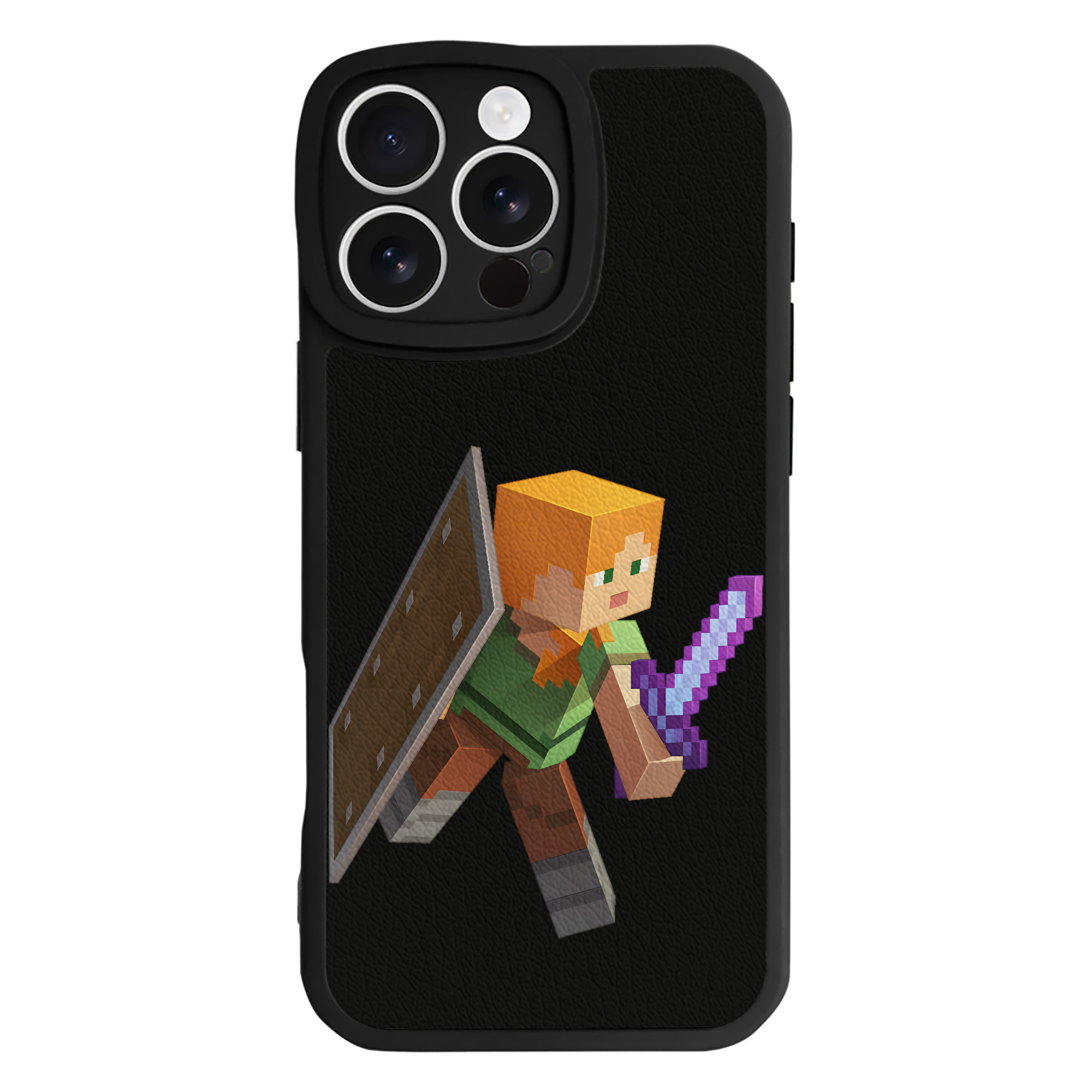 （画像用） マインクラフト ブロックの世界 Minecraft MC Block world 【iPhone 16シリーズ対応】シリコンスマホケース（レザー調） 材質：シリコン